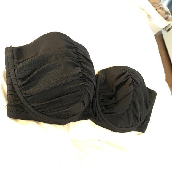 j crew black ruched bikini top 32D medium - Picture 1 of 8